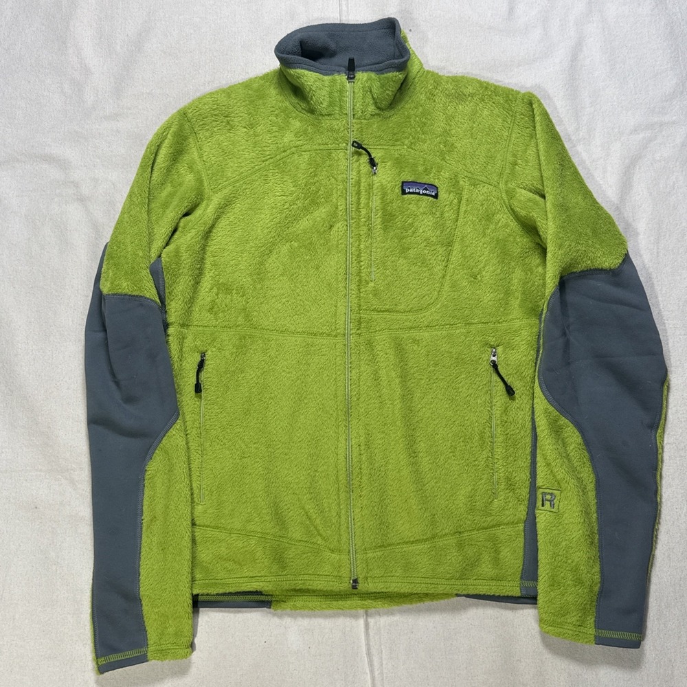 Vtg Patagonia R1 Daily Jacket Full Zip Green Fleece Lined Logo Stretch Mens Sm